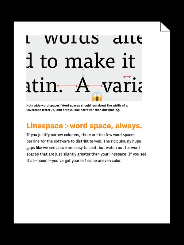 A type tip from Instagram: linespace should always be greater than word space, shown with a justified setting.